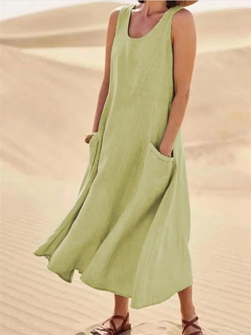 Avery Sleeveless Pocket Midi Dress