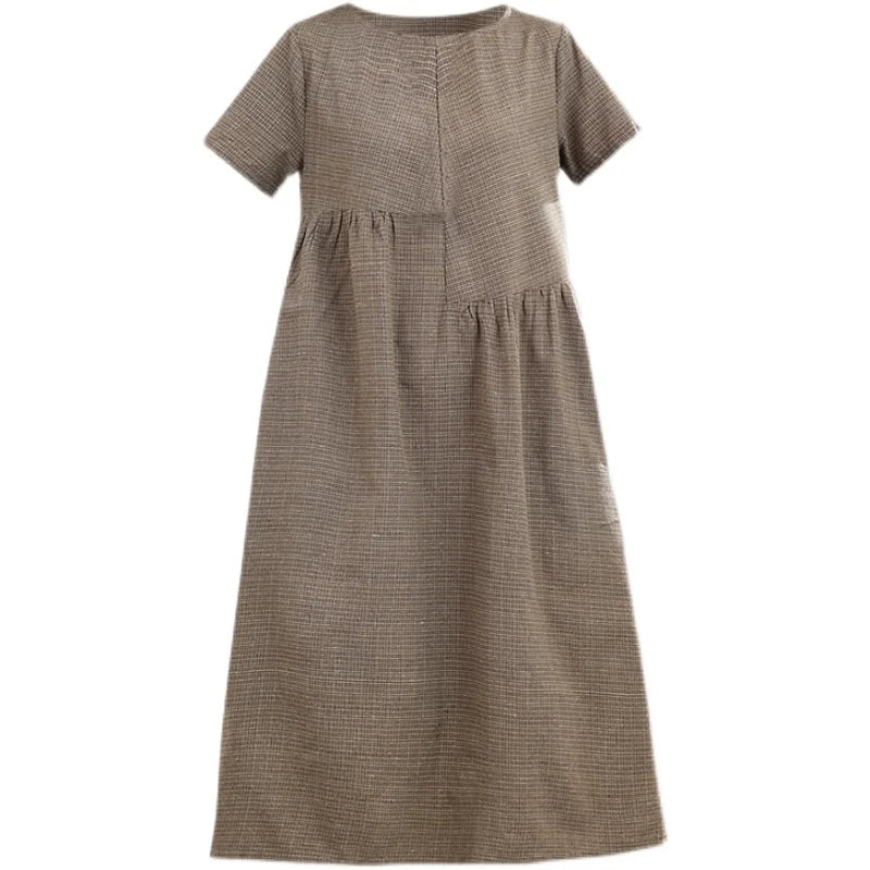 Willow Plaid Cotton-Linen Midi Dress