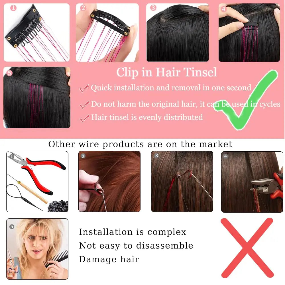 Hair Tinsel Clip-In Kit