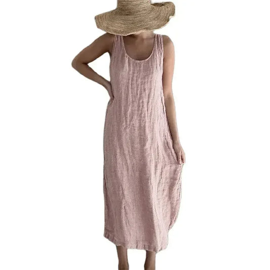 Mila Cotton-Linen Pocket Midi Dress
