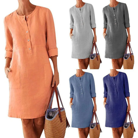 Harper Vintage Button Tunic Dress