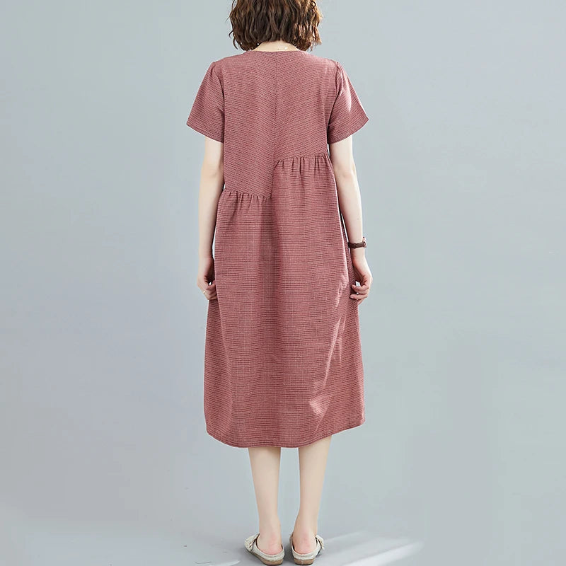 Willow Plaid Cotton-Linen Midi Dress