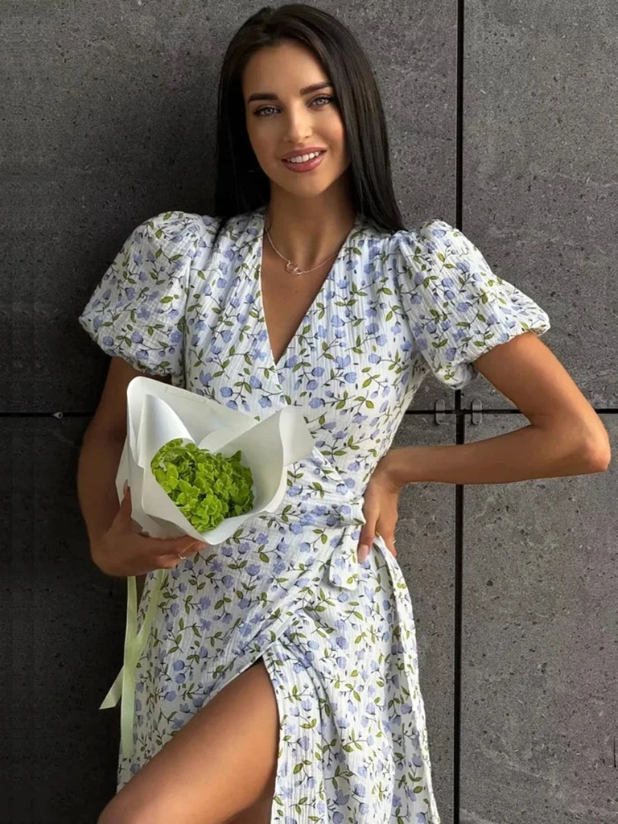 Liora Cotton V-Neck Maxi Dress