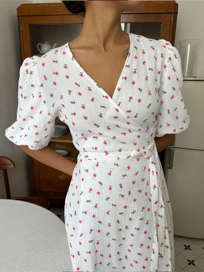 Liora Cotton V-Neck Maxi Dress