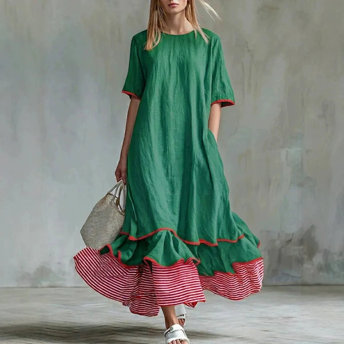 Marina Striped Patchwork Maxi Dress