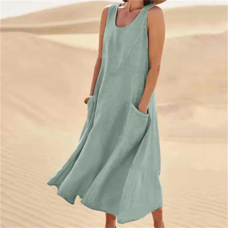 Avery Sleeveless Pocket Midi Dress