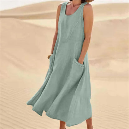 Avery Sleeveless Pocket Midi Dress