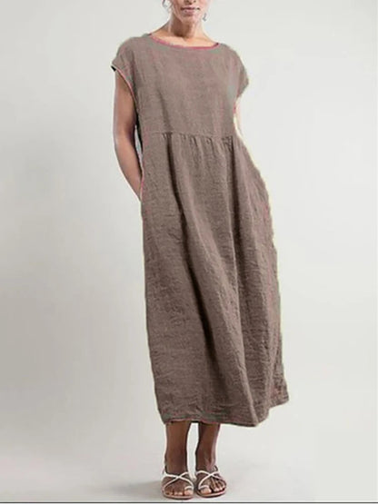 Marlow Cotton-Linen Pocket Midi Dress