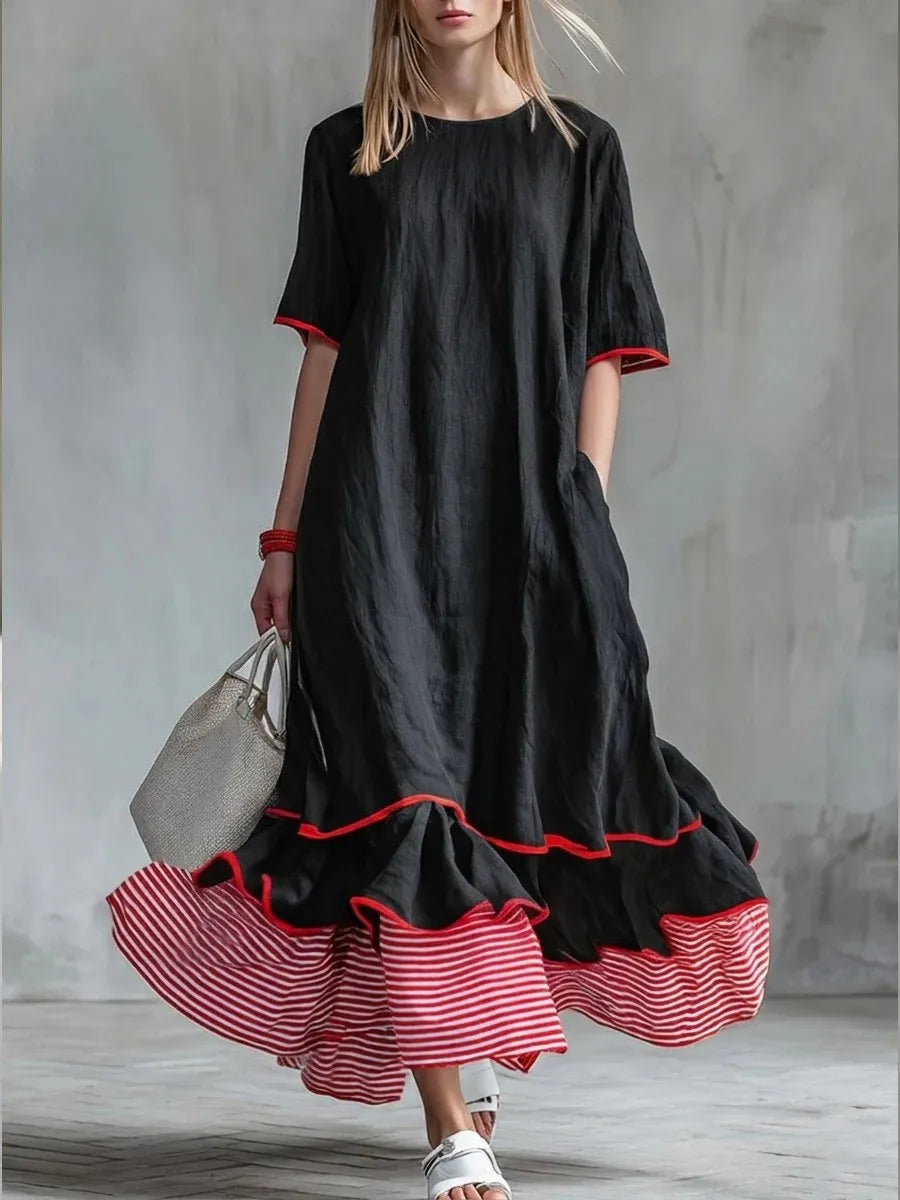 Marina Striped Patchwork Maxi Dress