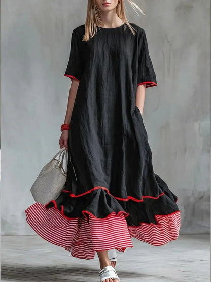 Marina Striped Patchwork Maxi Dress