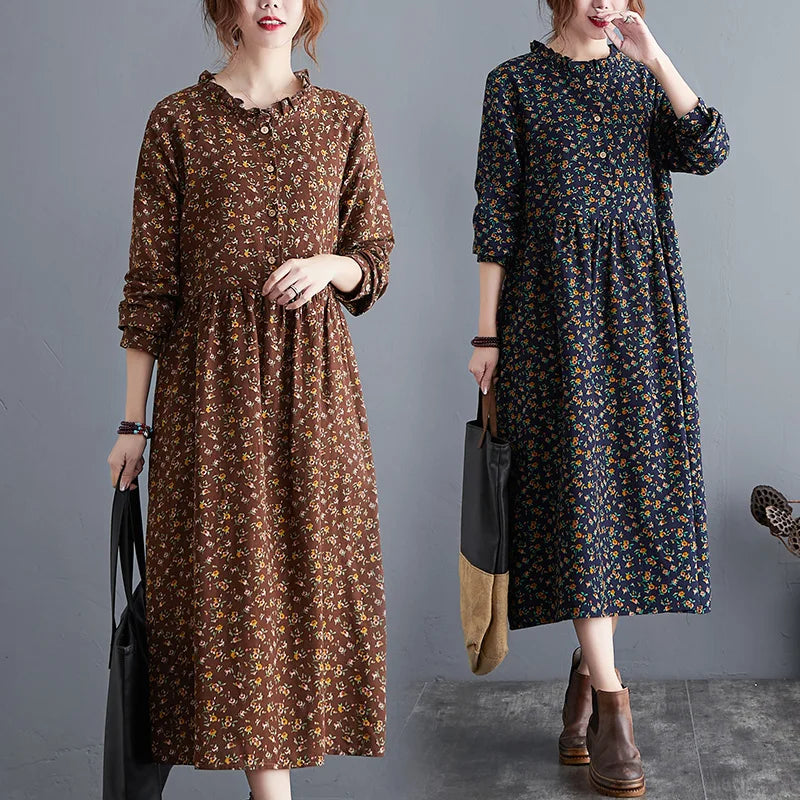 Florence Floral Cotton-Linen Maxi Dress