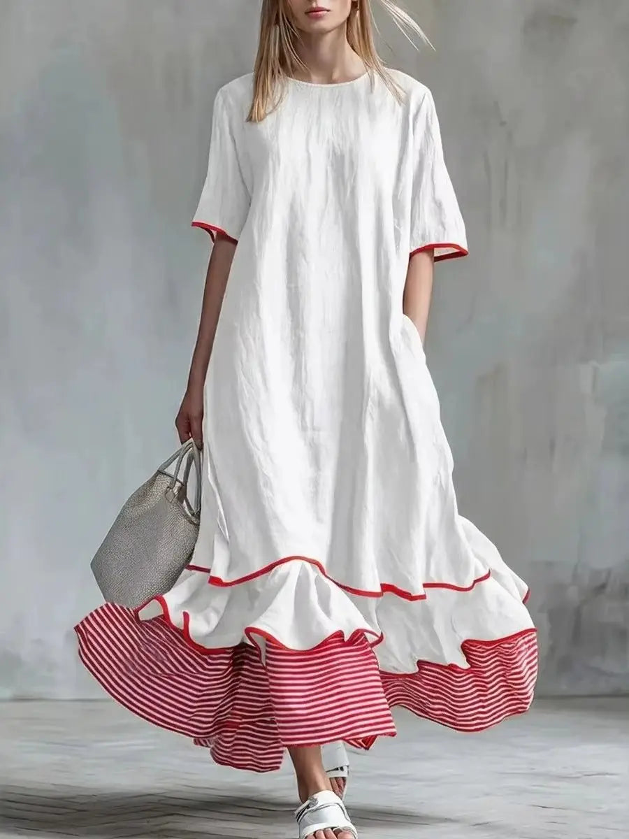 Marina Striped Patchwork Maxi Dress