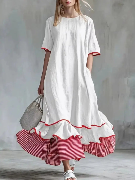Marina Striped Patchwork Maxi Dress