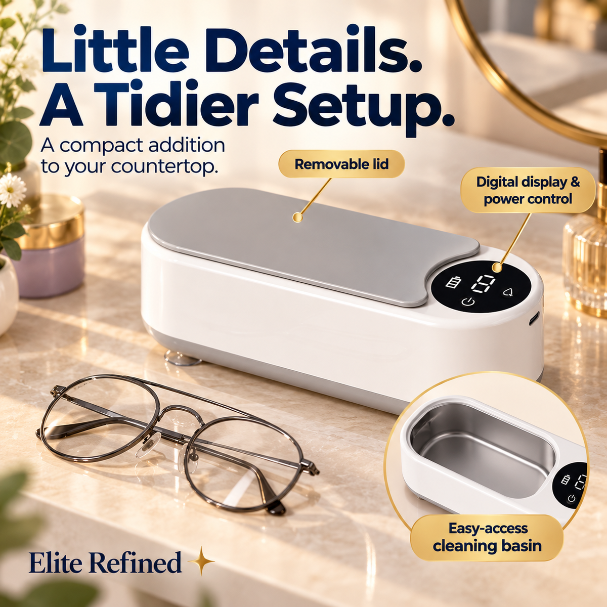 Portable Ultrasonic Jewelry & Eyeglasses Cleaner