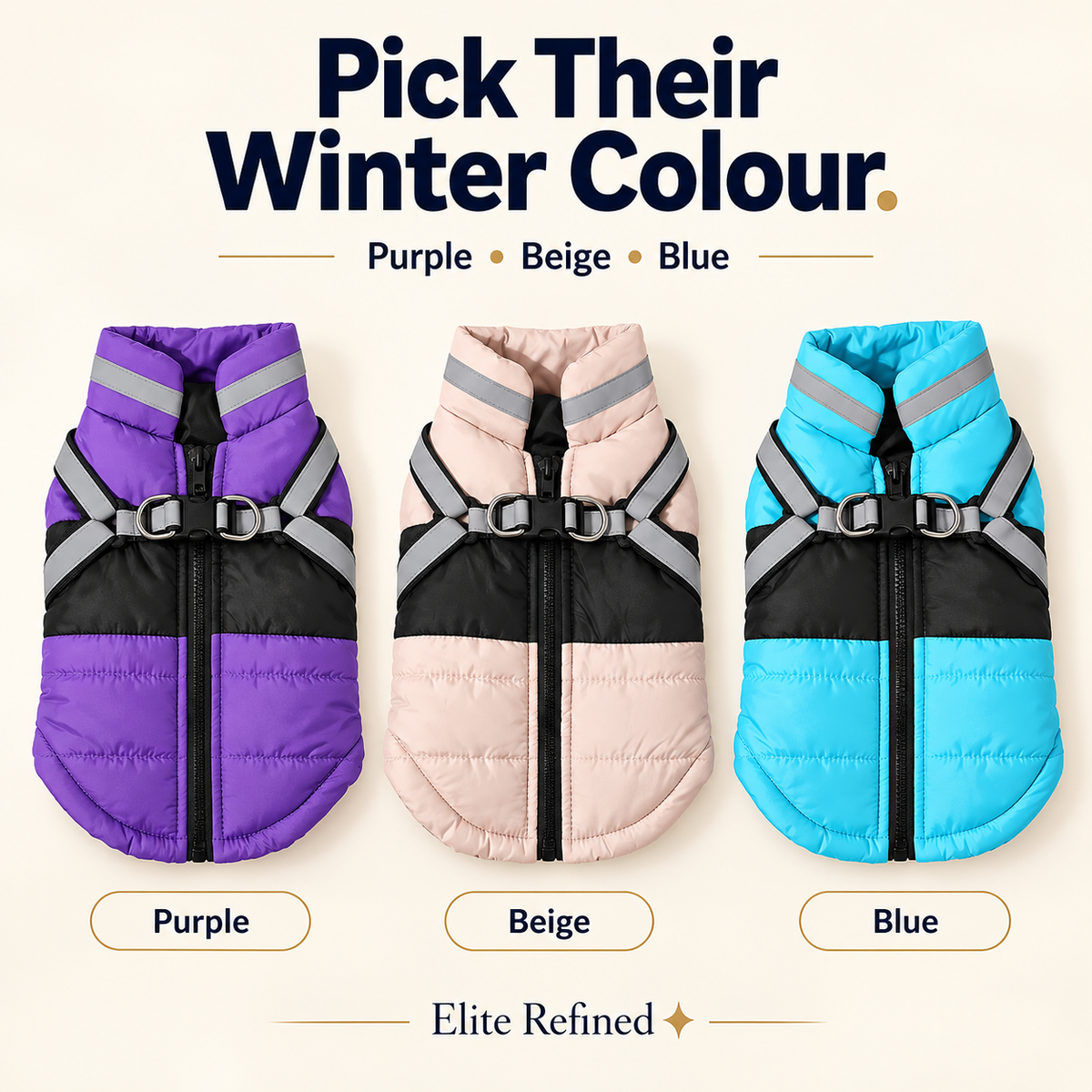 Reflective Harness-Ready Winter Dog Coat