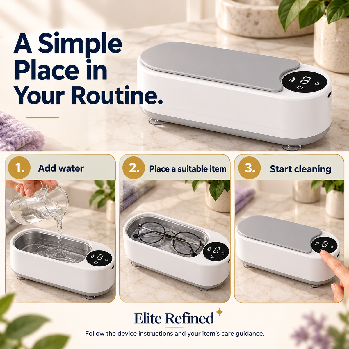 Portable Ultrasonic Jewelry & Eyeglasses Cleaner