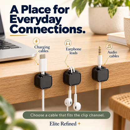 Self-Adhesive Magnetic Cable Organizer Clips for Desk (12 Pcs)