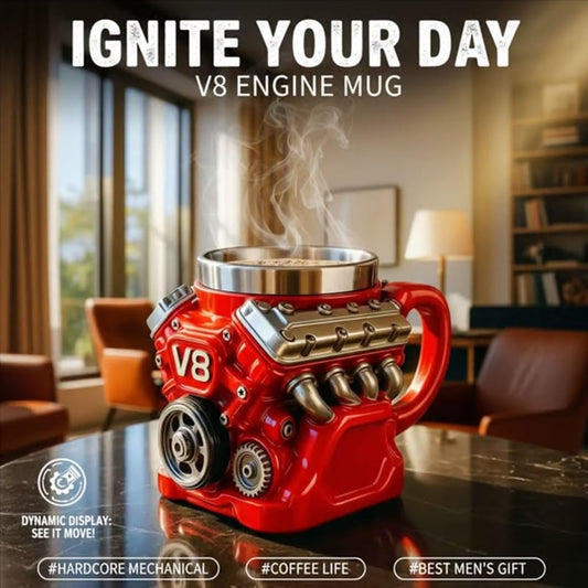 Engine Block Coffee Mug – V6 / V8 3D Mechanical Design Mug