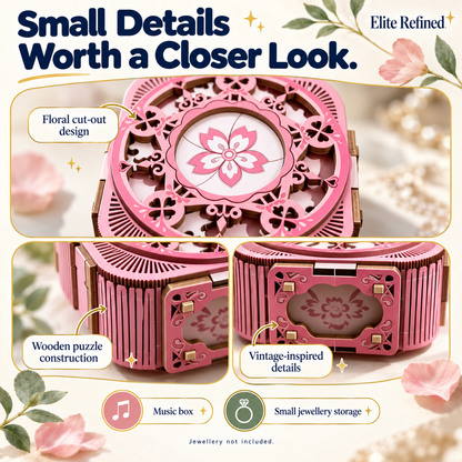 3D Wooden Music Box Puzzle with LED & Jewelry Storage