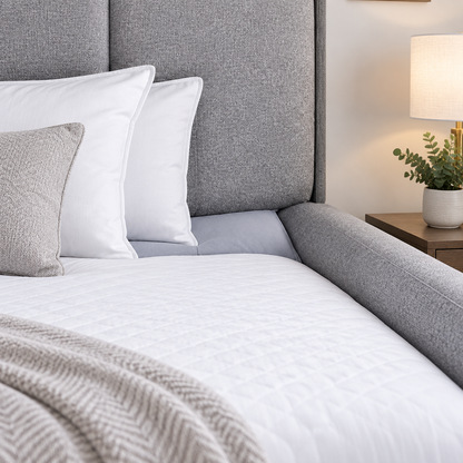 Bed gap filler pillow in modern bedroom