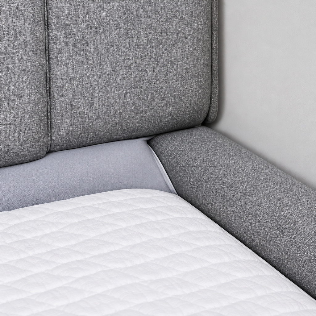 Mattress and headboard gap filler close-up