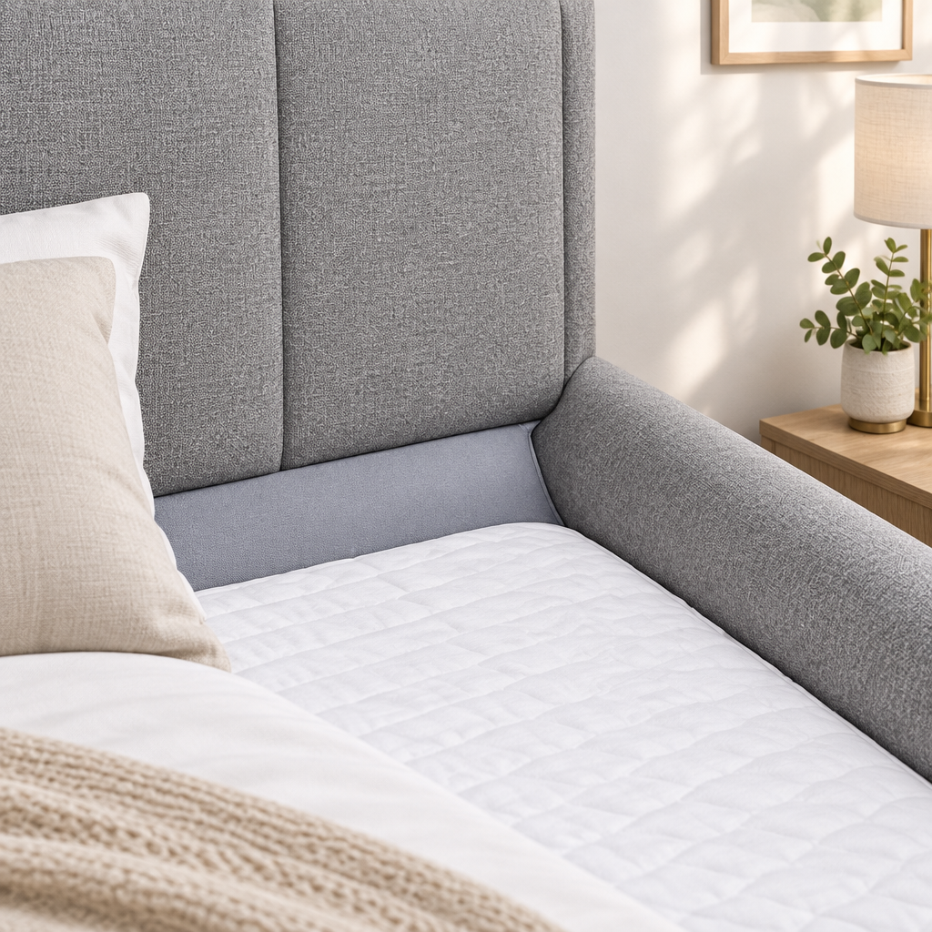 Bed gap filler pillow installed between mattress and headboard