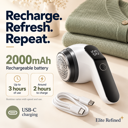 3-Speed Rechargeable Electric Fabric Shaver with Digital Display