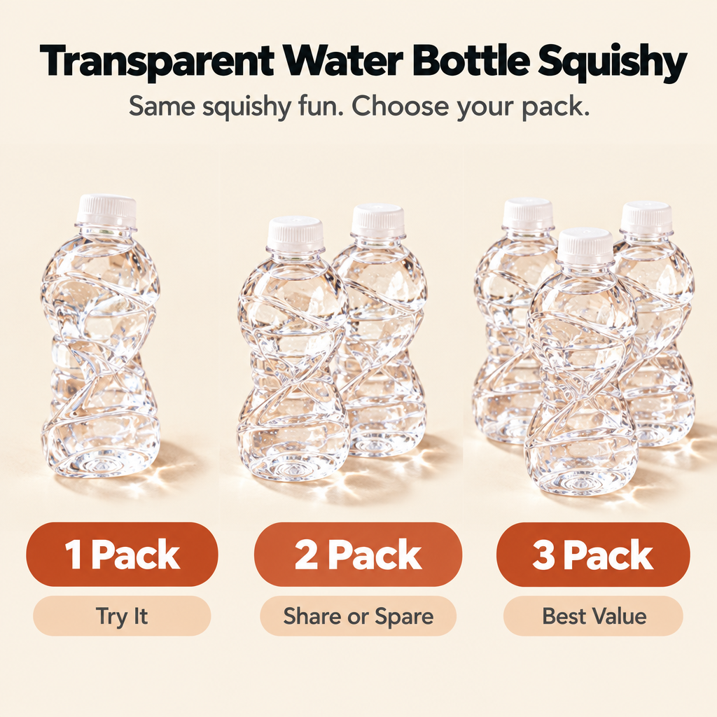 Transparent Water Bottle Squishy - 1 pack 2 pack 3 pack options