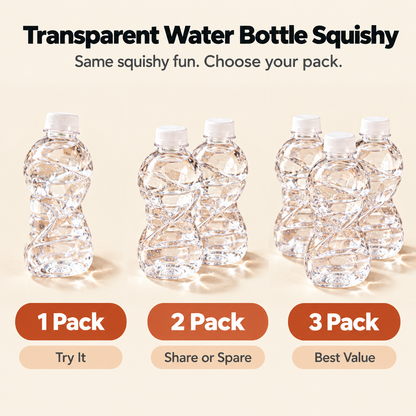 Transparent Water Bottle Squishy - 1 pack 2 pack 3 pack options