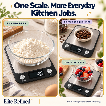 Stainless Steel Digital Kitchen Scale for Baking & Coffee