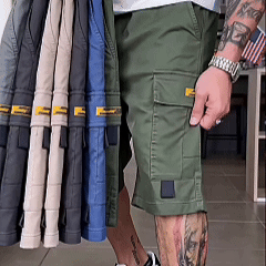 Army green lightweight cargo shorts lifestyle GIF