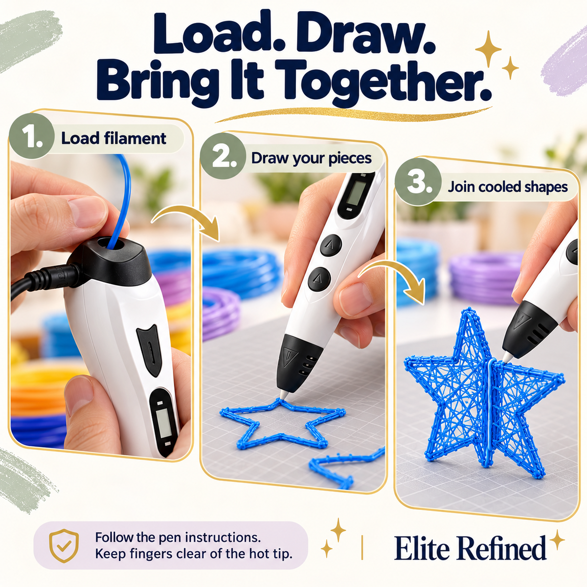 LCD 3D Printing Pen for Creative PLA Drawing Projects