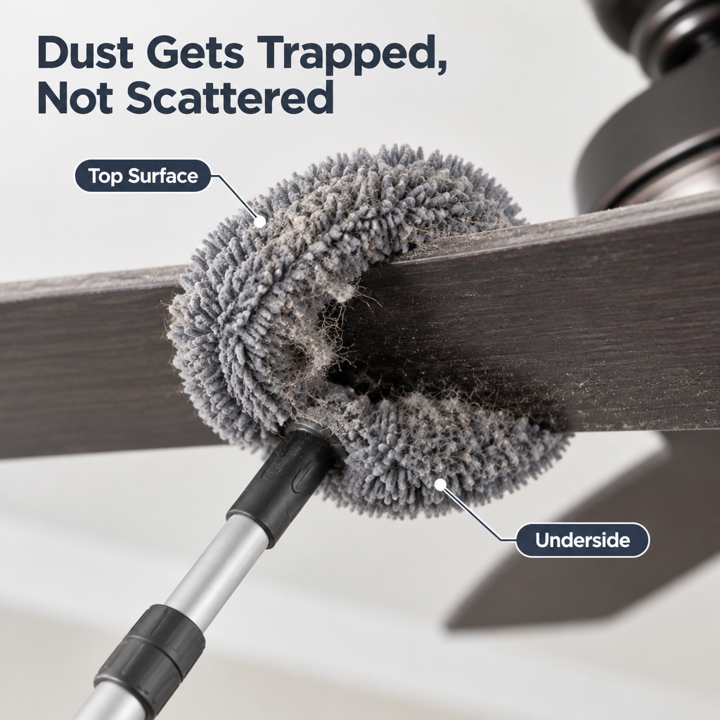 U-Shaped Ceiling Fan Cleaner with Extendable Handle - feature close-up