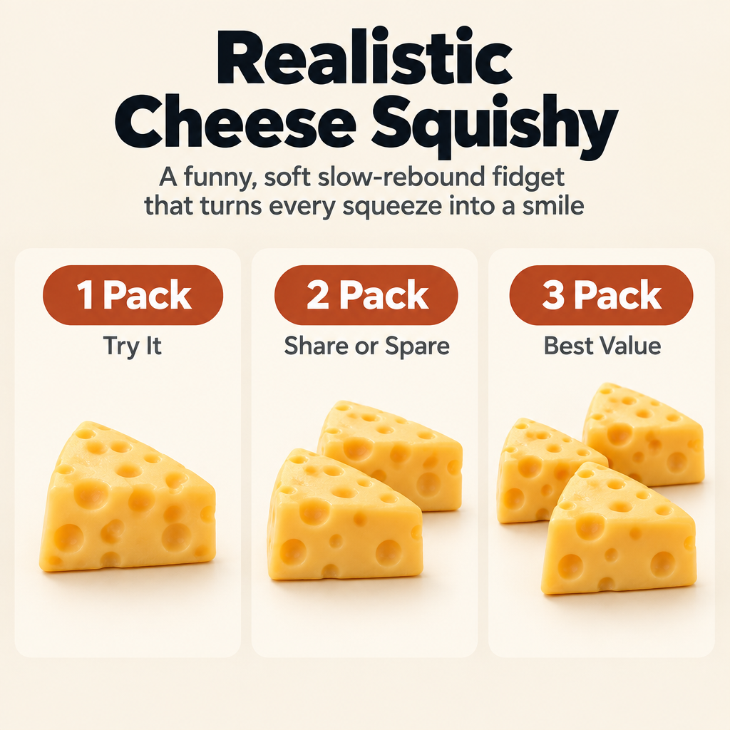 Realistic Cheese Squishy - 1 pack 2 pack 3 pack options
