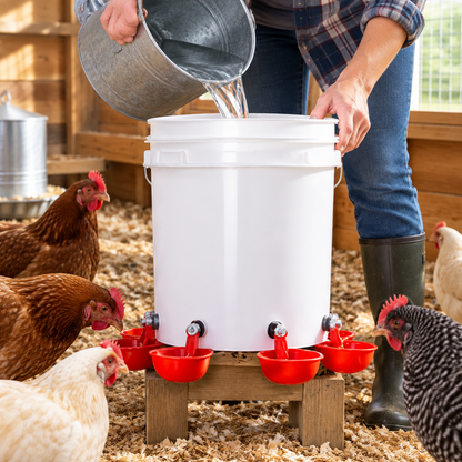 Refilling automatic chicken waterer in coop