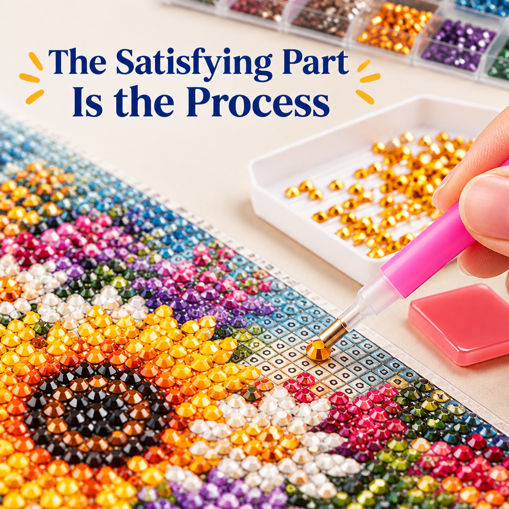 Diamond Painting Sparkle Art Kit - process detail