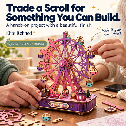 LED Ferris Wheel Wooden 3D Puzzle Music Box DIY Kit