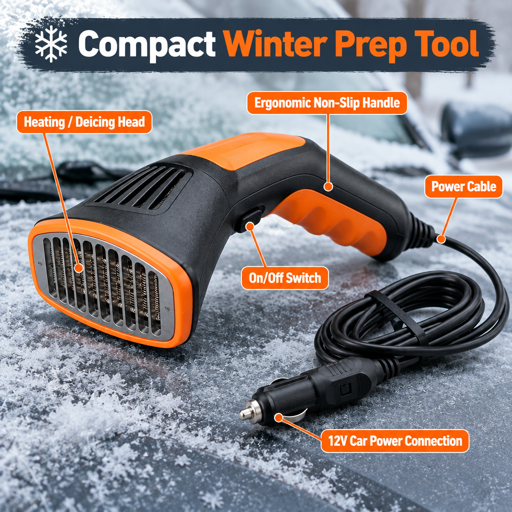 Portable Electric Windshield Deicer - folded versus deployed