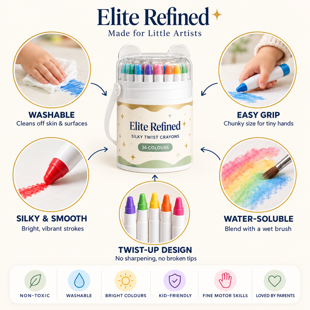Elite Silky Crayons 3-in-1: crayon, pastel and watercolor effect with brush