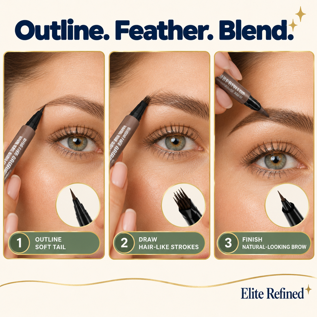 Waterproof Liquid Brow Pen | Dual-Tip Eyebrow Makeup – 3-Step Guide