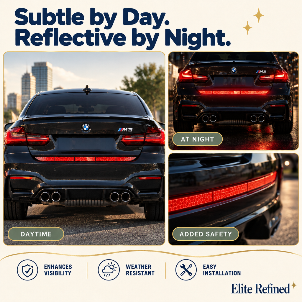 Reflective Car Sticker Strips | Rear Bumper Safety Decals – Multiple Uses