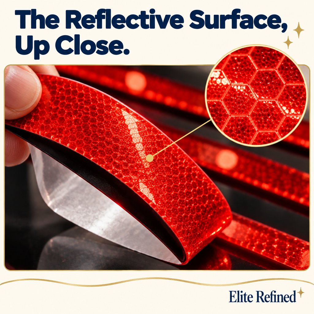 Reflective Car Sticker Strips | Rear Bumper Safety Decals – Close-Up Detail