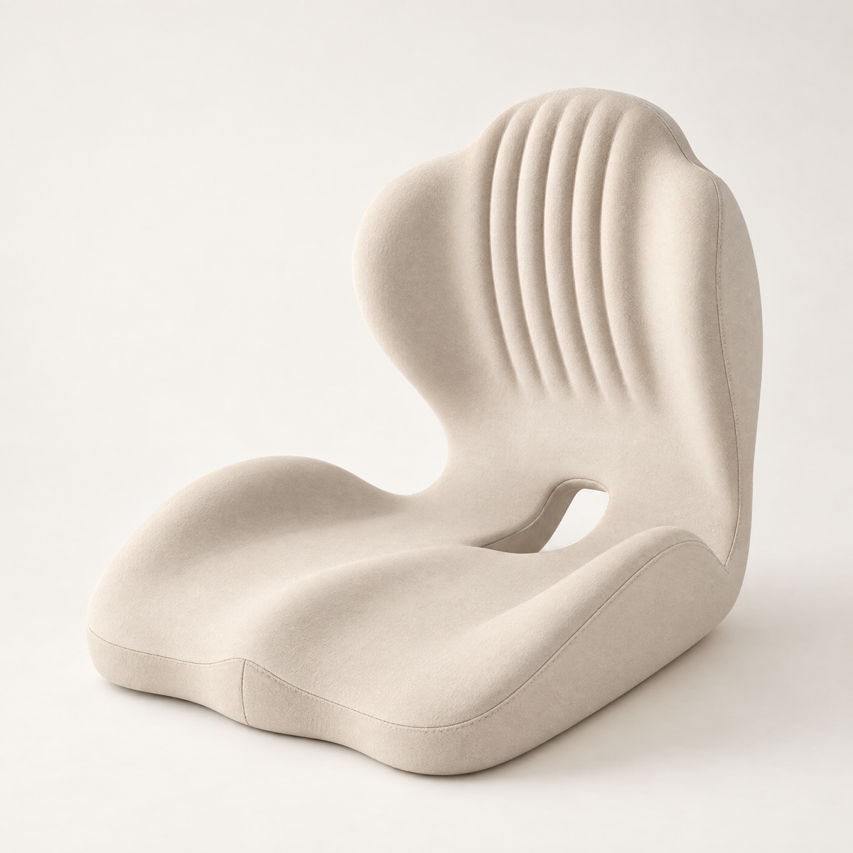 Elite Refined L-shaped memory foam seat cushion, beige side view