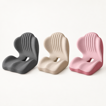 Three cushion color options in a premium studio setting