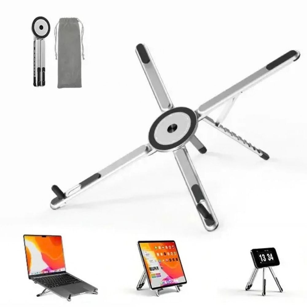 3-in-1 foldable laptop tablet phone stand in gunmetal