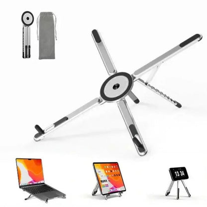 3-in-1 foldable laptop tablet phone stand in gunmetal