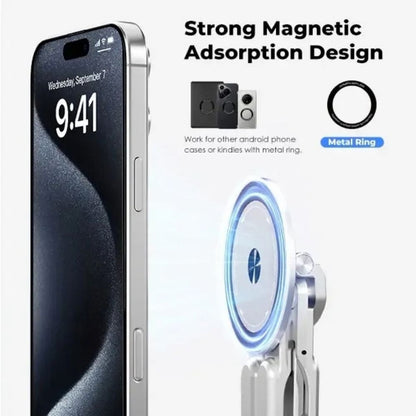 Foldable aluminum laptop and tablet stand angle view