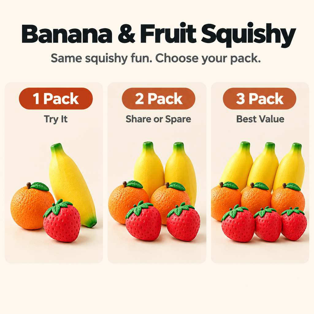 Banana & Fruit Squishy - 1 pack 2 pack 3 pack options