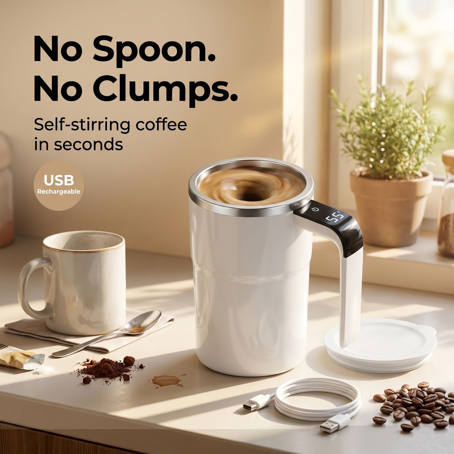 Magnetic Self-Stirring Coffee Cup