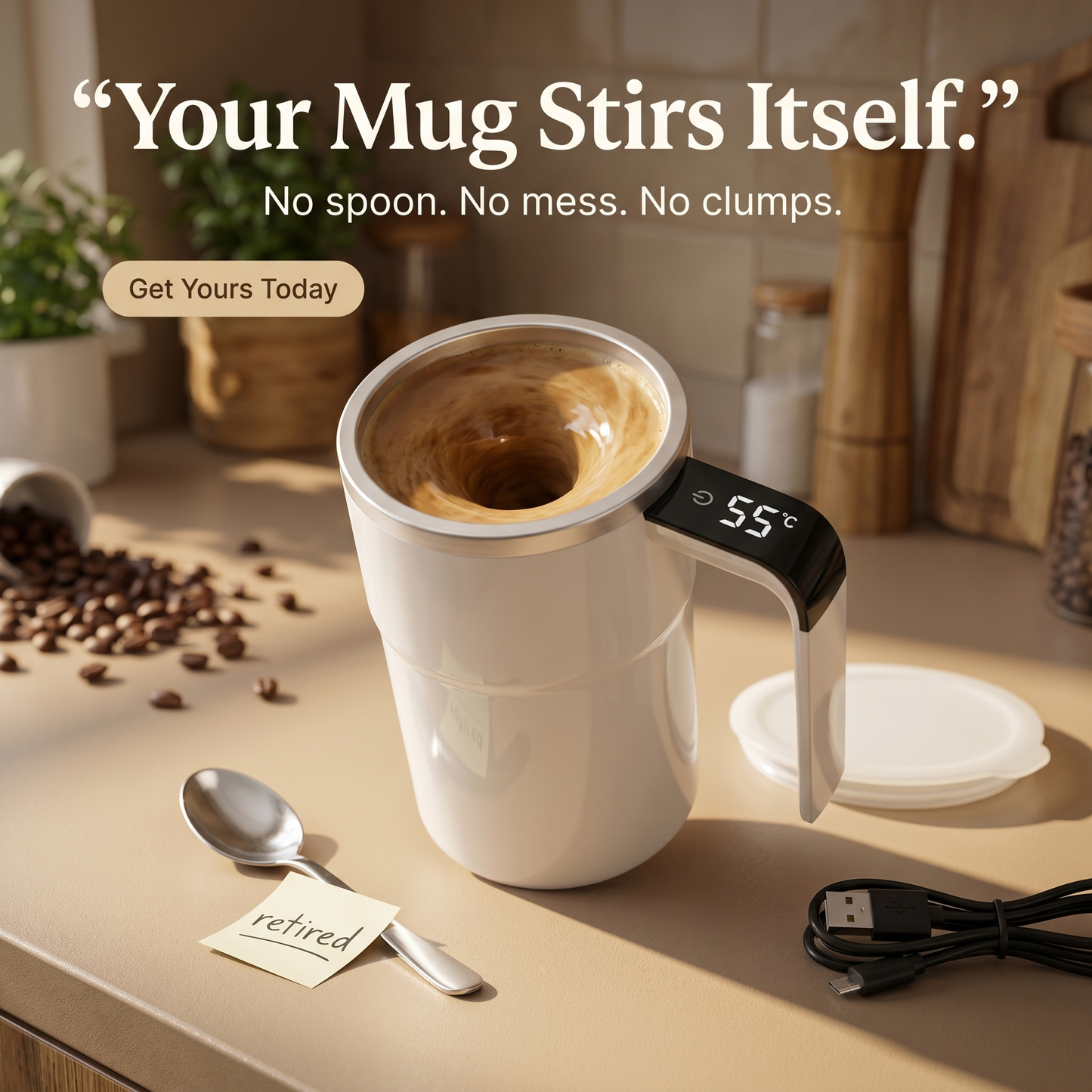 Magnetic Self-Stirring Coffee Cup